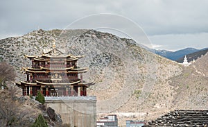 View of Buddhist temple in Shangrila (Zhongdian) photo