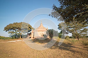 A view of buddhist temples in Bagan, Myanmar.