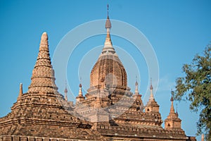 A view of buddhist temples in Bagan, Myanmar.