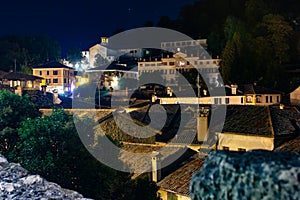 View of a building entrance seen from above. The castle of Asolo is a fortress located in the center of the village of the same na