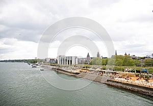 View at the building exterior at the rhine river in mainz germany