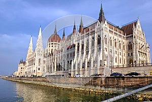The view of the building of Hungarian Parliament.