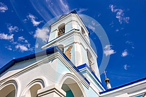 View of the building of the old church of the Nativity of the Blessed Virgin Mary of the 18th century in the village of Ivanovskoe