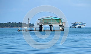 View of buildings above the water at Stiltsville