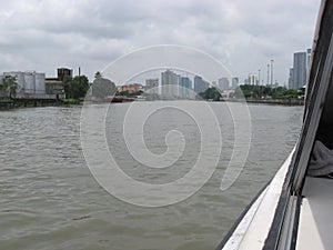View of buildings along the Pasig river, Manila, Philippines