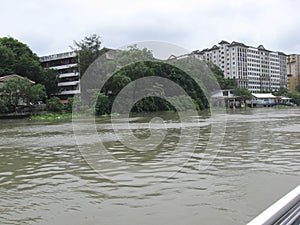 View of buildings and apartment blocks along the Pasig river, Manila, Philippines
