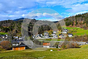 View of buildings in Gorenja vas village