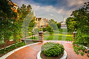 View of buildings at John Hopkins University in Baltimore, Maryland. photo