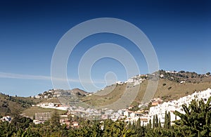 View of buildings on a mountain side