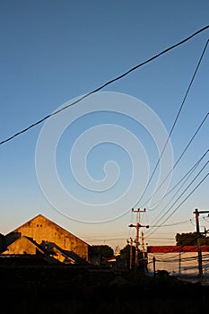 View of buildings and power lines