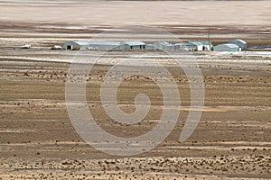 View of buildings of salt mine of 'Salar del Rincon' in Sico Pass, photo