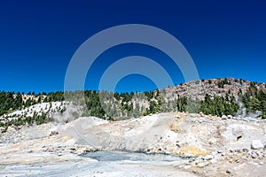 View from within Bumpass Hell hydrothermal area at Lassen Volcanic National Park, California, USA