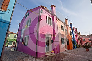 View of Burano island, a small island inside Venice Venezia area, famous for lace making and its colorful houses., Italy.