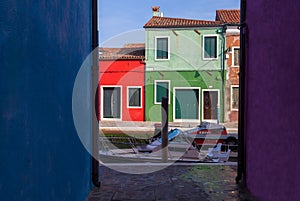 View of Burano island, a small island inside Venice Venezia area, famous for lace making and its colorful houses., Italy.