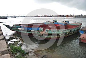 View of the Buriganga river at sampur area .