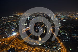 View from the Burj Khalifa to night Dubai