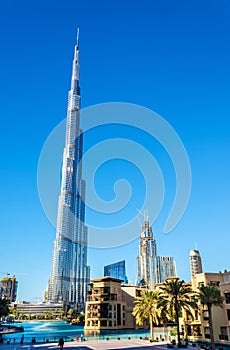 View of Burj Khalifa tower in Dubai