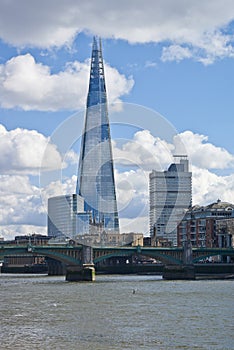 View of business buildings from the river photo