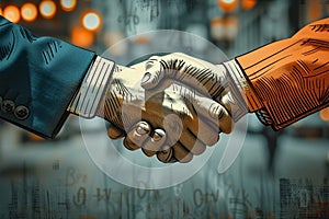 view Business partnership Two individuals shaking hands, sealing a successful deal