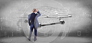 Businessman holding a graphene structure - 3d rendering