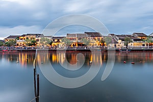 View of busy river in Hoi An, Vietnam. Hoi An is the World`s Cultural heritage site, famous for mixed cultures and architecture.