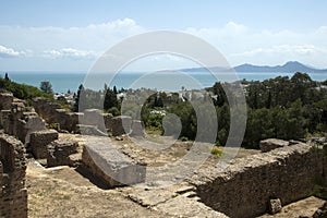 View from Byrsa over roman ruins out to sea