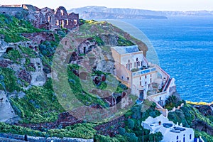 Byzantine castle ruins in Oia, Santorini