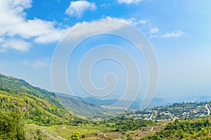 View of cabbage and strawberry farming in the mountains of Phetchabun, Thailand, Agricultural background