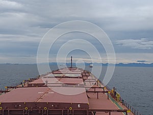 View from cabin of panamax vessel bulk carrier photo