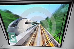 View from cabin of train