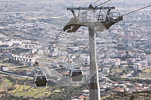 View on the cable car with cable cars