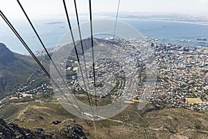 View from the cable car on Cape Town