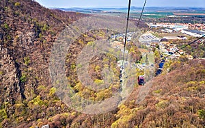 View from the cable car over the city of Thale. Saxony-Anhalt, Harz, Germany