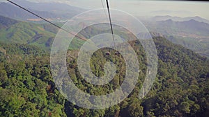 View from a cable car to the Ba Na Hills resort in the city of Danang. Travel to Vietnam concept