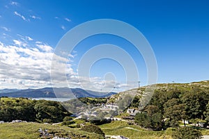 A view of the cable cars from the Great Orme mountain in Llandudno