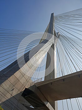 View of the cable-stayed bridge of the Marginal Pinheiros in Sao Paulo