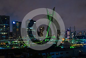 View of the cable-stayed bridge of sao paulo at night