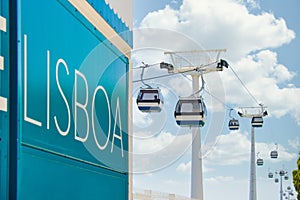 View Of Cableway To Oceanarium In Lisbon Portugal