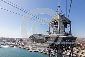 View of cableway tower in Barcelona