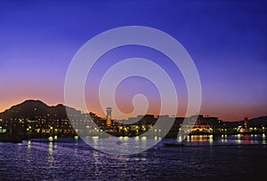 View of Cabo San Lucas Marine at twilight