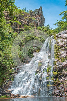 View of Cachoeira da Mata waterfall at the CapÃ£o Forro