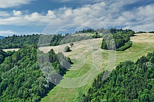 View of Cachovo skir areal near Selce during summer