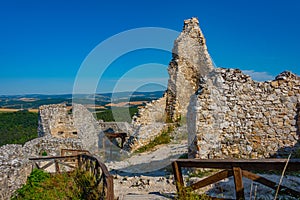 View of Cachtice castle in Slovakia during a sunny day