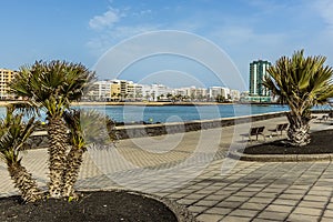 A view from the Cactus park across the Reducto beach in Arrecife, Lanzarote photo