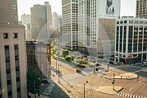 View of Cadillac Square, in downtown Detroit, Michigan