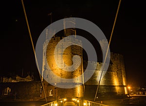 View on Caernarfon Castle at night