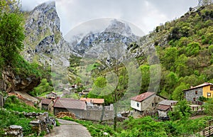 View on Cain de Valdeon in a cloudy spring day, Picos de Europa, Castile and Leon, Spain