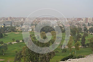 View on Cairo city from Great Pyramid of Giza, also known as Pyramid of Khufu