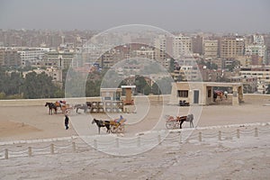 View on Cairo city from Great Pyramid of Giza, also known as Pyramid of Khufu