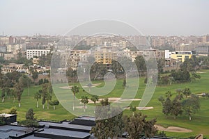 View on Cairo city from Great Pyramid of Giza, also known as Pyramid of Khufu